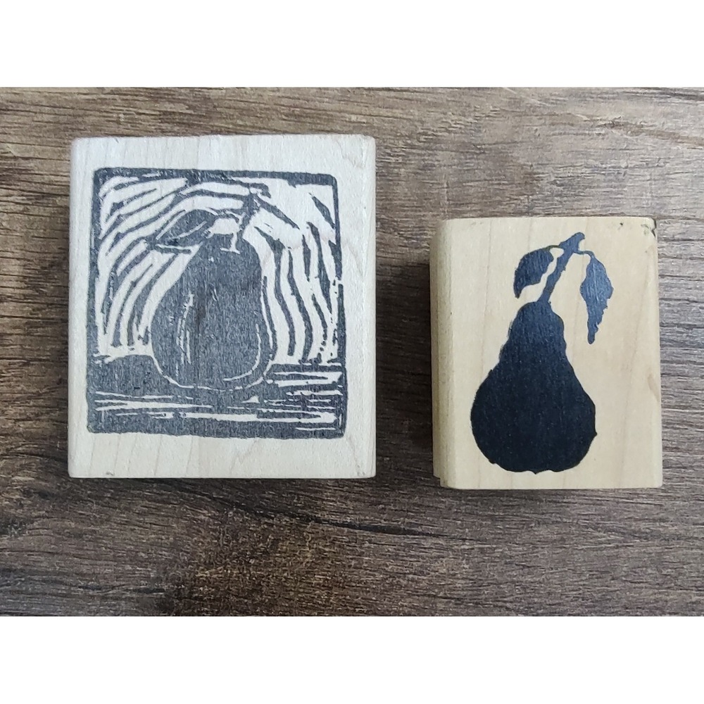 Pear Fruit Silhouette Wood Mounted Rubber Stamps Scrapbook Card Making A19